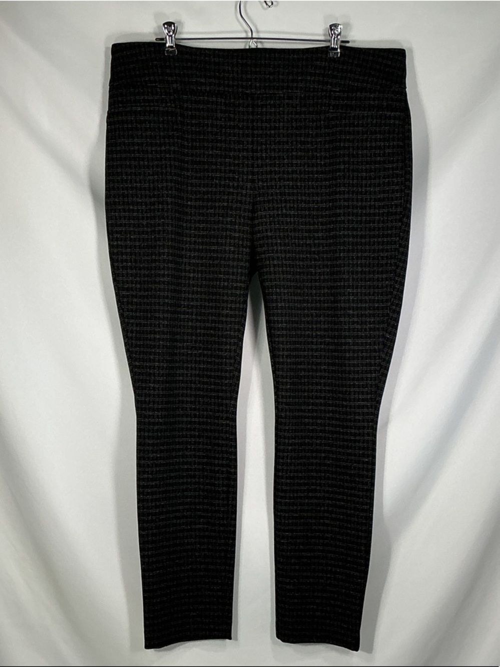 Women's Black Square Patterned Ponte Leggings Dahlia Pull-On Pants Size XL